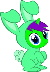 Size: 9234x13376 | Tagged: safe, artist:cyanlightning, derpibooru import, oc, oc:clever clop, unofficial characters only, pony, unicorn, absurd resolution, animal costume, bunny costume, clothes, colt, costume, cyan's bunnies, male, simple background, solo, transparent background, vector