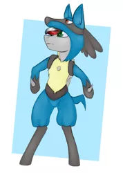 Size: 1489x2095 | Tagged: artist:marsminer, clothes, costume, derpibooru import, lucario, oc, oc:knight fire, pokémon, safe, solo, unofficial characters only