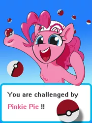 Size: 1024x1366 | Tagged: artist:vincentjiang0v0, chest fluff, derpibooru import, headband, pinkie pie, pokéball, pokémon, pokémon go, safe, solo, underhoof