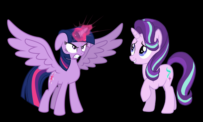 Size: 1793x1081 | Tagged: safe, derpibooru import, starlight glimmer, twilight sparkle, twilight sparkle (alicorn), alicorn, pony, angry