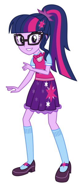 Size: 841x1866 | Tagged: safe, artist:sketchmcreations, derpibooru import, sci-twi, twilight sparkle, equestria girls, twilight's sparkly sleepover surprise, spoiler:eqg specials, adorkable, alternate costumes, bowtie, clothes, commission, cute, dork, glasses, looking at you, mary janes, ponytail, shoes, simple background, skirt, smiling, socks, solo, transparent background, twiabetes, vector