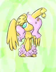 Size: 1024x1325 | Tagged: artist:celestialprism18, buneary, crossover, derpibooru import, fluttershy, fusion, pokémon, safe, sitting, solo