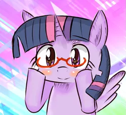 Size: 555x507 | Tagged: safe, artist:timorikawa, derpibooru import, twilight sparkle, twilight sparkle (alicorn), alicorn, pony, glasses, solo