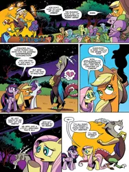 Size: 720x960 | Tagged: safe, artist:andypriceart, derpibooru import, idw, applejack, discord, fluttershy, rarity, twilight sparkle, twilight sparkle (alicorn), alicorn, pony, chaos theory (arc), spoiler:comic, spoiler:comic48, accord (arc), bowling ball, chainsaw, cleaver, juggling, part the first: from chaos comes order, preview