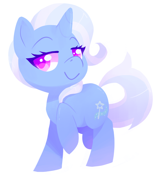 Size: 900x987 | Tagged: safe, artist:sharmie, derpibooru import, trixie, pony, unicorn, :>, cute, lidded eyes, raised hoof, raised leg, simple background, smiling, solo, white background