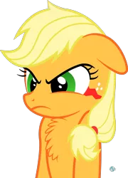 Size: 1800x2505 | Tagged: angry, applejack, arif's angry pone, artist:arifproject, chest fluff, derpibooru import, floppy ears, frown, glare, monster pony, original species, safe, simple background, solo, species swap, tatzljack, tatzlpony, transparent background, vector