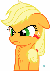 Size: 562x800 | Tagged: angry, animated, applejack, arif's angry pone, artist:arifproject, chest fluff, cute, derpibooru import, edit, eye shimmer, floppy ears, frown, gif, glare, monster pony, original species, safe, simple background, solo, species swap, tatzljack, tatzlpony, white background