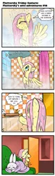 Size: 607x1919 | Tagged: safe, artist:pencils, derpibooru import, angel bunny, fluttershy, pegasus, pony, comic:fluttershy's anti-adventures, :t, annoyed, blushing, cloud, comic, couch, cross-popping veins, cute, door, eyes closed, female, lying down, mare, open mouth, shower, shower curtain, shyabetes, slice of life, smiling, spread wings, steam, towel, unamused, wet, wet mane, wings