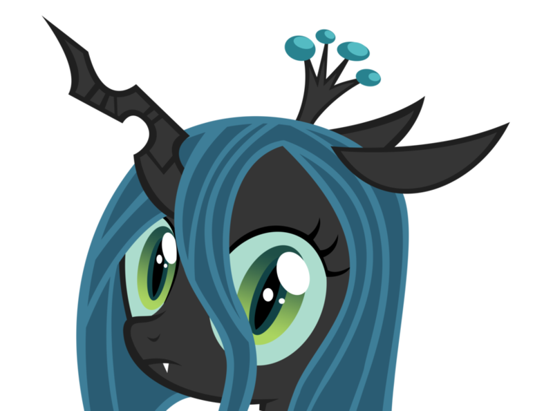 Size: 900x669 | Tagged: safe, artist:thatsgrotesque, derpibooru import, queen chrysalis, changeling, changeling queen, nymph, fangs, female, frown, image, looking at you, png, simple background, slit eyes, solo, stare, sweetie belle's stare, transparent background, vector, younger