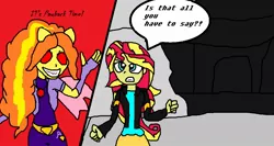 Size: 1046x558 | Tagged: safe, artist:brony96, derpibooru import, adagio dazzle, sunset shimmer, equestria girls, a filthy finale, ms paint, the nightmare before christmas, the nightmare before christmas: oogie's revenge