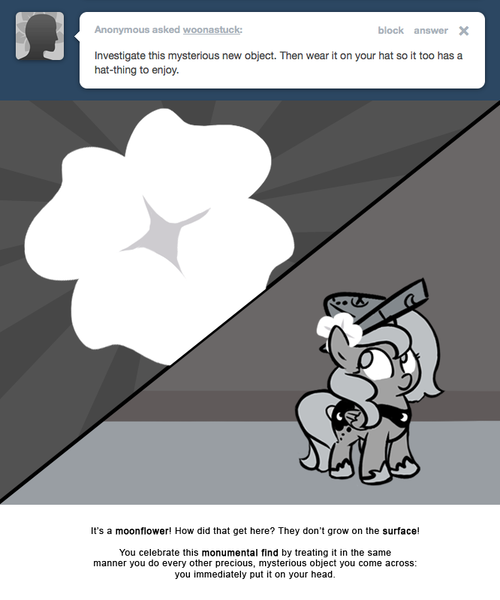 Size: 666x800 | Tagged: artist:egophiliac, cartographer's cap, derpibooru import, female, filly, grayscale, hat, monochrome, moonflower, moonstuck, princess luna, safe, solo, woona, younger