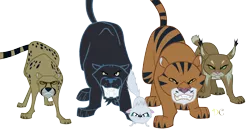 Size: 1766x928 | Tagged: ahuizotl's cats, animal, artist:dragonchaser123, big cat, cat, cheetah, daring don't, derpibooru import, lynx, mitsy, panther, safe, simple background, tiger, transparent background, vector