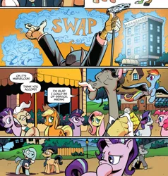 Size: 972x1020 | Tagged: safe, artist:andypriceart, derpibooru import, idw, accord, applejack, fluttershy, mayor mare, observer (character), pinkie pie, rainbow dash, rarity, starlight glimmer, twilight sparkle, twilight sparkle (alicorn), alicorn, pony, chaos theory (arc), spoiler:comic, spoiler:comic48, accord (arc), comic, mane six, part the first: from chaos comes order