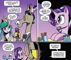 Size: 1031x864 | Tagged: accord, accord (arc), artist:andypriceart, chaos theory (arc), derpibooru import, idw, part the first: from chaos comes order, princess celestia, safe, spoiler:comic, spoiler:comic48, starlight glimmer