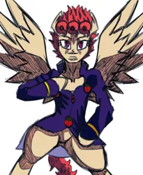 Size: 1280x1560 | Tagged: safe, artist:themechagiraffe, derpibooru import, oc, unofficial characters only, pegasus, pony, bipedal, giorno giovanna, jojo's bizarre adventure, simple background, solo, spread wings, vento aureo, white background, wings