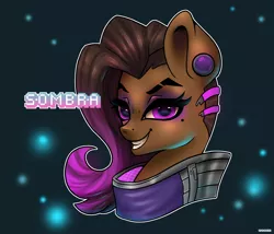 Size: 3779x3236 | Tagged: safe, artist:pitchyy, derpibooru import, ponified, pony, bust, overwatch, portrait, solo, sombra (overwatch)