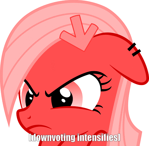 Size: 516x503 | Tagged: safe, artist:arifproject, derpibooru import, edit, editor:watermelon changeling, oc, oc:downvote, ponified, unofficial characters only, earth pony, pony, derpibooru, angry, animated, arif's angry pone, bust, caption, derpibooru ponified, ear piercing, floppy ears, frown, gif, meme, meta, piercing, portrait, seizure warning, simple background, solo, vibrating, white background, x intensifies