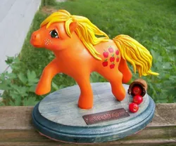 Size: 1020x849 | Tagged: safe, derpibooru import, applejack (g1), apple, custom, food, g1, irl, photo, solo, toy