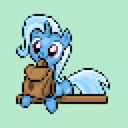 Size: 512x512 | Tagged: safe, artist:phonicb∞m, derpibooru import, trixie, pony, unicorn, backpack, cute, diatrixes, pixel art, pokémon, rom hack, solo, to saddlebags and back again