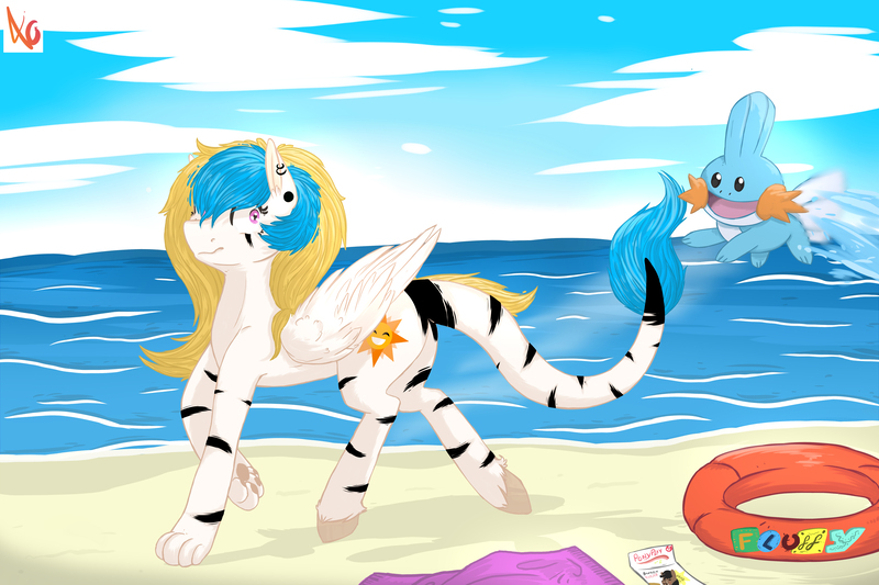 Size: 6000x4000 | Tagged: safe, artist:zaldia-mavi, derpibooru import, mudkip, pegasus, pony, commission, crossover, fluffy, original character do not steal, pokémon