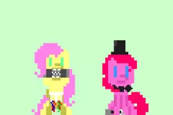 Size: 960x640 | Tagged: artist:raventheghost, derpibooru import, five nights at freddy's, five nights at pinkie's, fluttershy, fnap, pinkie pie, pixel art, safe