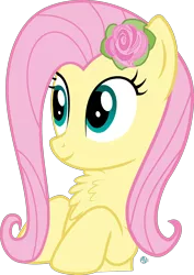 Size: 1800x2536 | Tagged: safe, artist:arifproject, derpibooru import, fluttershy, pony, arif's wide eyes pone, bust, chest fluff, cute, flower, flower in hair, leaning, rose, shyabetes, simple background, smiling, solo, transparent background, vector, wide eyes
