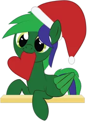 Size: 2000x2752 | Tagged: safe, artist:mintysketch, derpibooru import, oc, unofficial characters only, pegasus, pony, christmas, hat, heart, holiday, minty's christmas ponies, santa hat, simple background, solo, to saddlebags and back again, transparent background