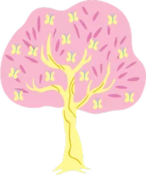 Size: 815x981 | Tagged: artist needed, butterfly, dendrification, derpibooru import, fluttershy, fluttertree, i'd like to be a tree, inanimate tf, leafing the dream, no pony, safe, simple background, solo, species swap, transparent background, tree