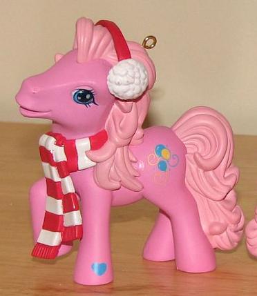 Size: 372x429 | Tagged: christmas, clothes, derpibooru import, earmuffs, g3, holiday, irl, merchandise, ornament, photo, pinkie pie (g3), safe, scarf, solo