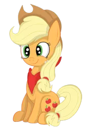 Size: 1024x1319 | Tagged: safe, artist:squipycheetah, derpibooru import, applejack, pony, applejack's hat, bandana, cowboy hat, cute, happy, hat, jackabetes, looking at you, silly, silly pony, simple background, sitting, smiling, solo, transparent background, vector, who's a silly pony