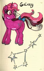 Size: 413x663 | Tagged: artist:skypinpony, derpibooru import, g1, galaxy (g1), lined paper, safe, solo, traditional art