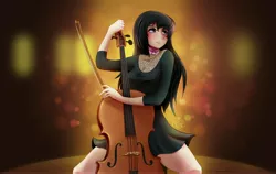 Size: 5344x3375 | Tagged: artist:guinefurrie, bow (instrument), cello, cello bow, clothes, derpibooru import, female, human, humanized, musical instrument, octavia melody, safe, solo