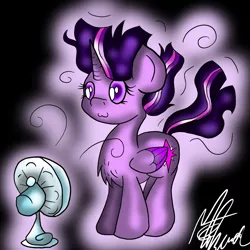 Size: 1600x1600 | Tagged: safe, artist:purple-ninja-kaylan, derpibooru import, twilight sparkle, twilight sparkle (alicorn), alicorn, pony, fan, solo