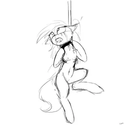 Size: 2160x2160 | Tagged: artist:polakz, asphyxiation, choking, crying, derpibooru import, generic pony, grayscale, grimdark, hanging, hanging (by neck), lineart, monochrome, rope dance, simple background, solo, white background