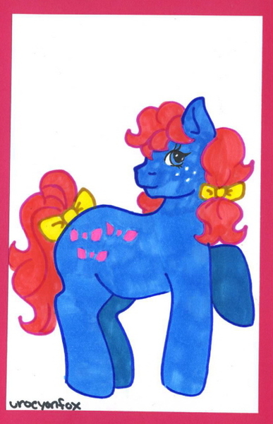 Size: 413x640 | Tagged: artist:skypinpony, bowtie (g1), derpibooru import, g1, safe, solo, traditional art