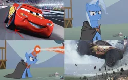 Size: 850x535 | Tagged: safe, derpibooru import, trixie, pony, unicorn, magic duel, alicorn amulet, cars (pixar), cars 3, lightning mcqueen, meme, this will end in tears