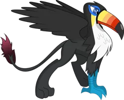 Size: 766x616 | Tagged: safe, artist:longct18, derpibooru import, oc, unofficial characters only, bird, gryphon, toucan, griffon oc, pokémon, simple background, solo, toucan griffon, toucannon, transparent background