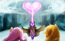 Size: 1280x816 | Tagged: applejack, artist:slifertheskydragon, clover the clever, derpibooru import, fire of friendship, fluttershy, hearth's warming eve (episode), magic, private pansy, safe, scene interpretation, smart cookie, twilight sparkle, windigo