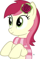 Size: 1681x2490 | Tagged: safe, artist:arifproject, derpibooru import, roseluck, pony, arif's wide eyes pone, clothes, cute, flower, hair ornament, rose, scarf, simple background, solo, transparent background, vector, wide eyes