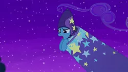 Size: 640x360 | Tagged: safe, derpibooru import, screencap, trixie, pony, unicorn, no second prances, cannon, female, helmet, moonshot manticore mouth dive, sad, solo, trixie's cannon