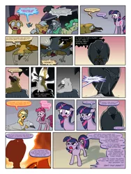 Size: 900x1200 | Tagged: applejack, artist:arofatamahn, comic, comic:the night the magic died, derpibooru import, oc, oc:garret (arofatamahn), oc:gralo, pinkie pie, rainbow dash, safe, twilight sparkle