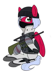 Size: 1200x1600 | Tagged: dead source, safe, artist:casualcolt, derpibooru import, oc, oc:melon frost, unofficial characters only, pony, clothes, combat, costume, female, frost (r6s), mare, outfit, rainbow six, rainbow six siege, simple background, solo, tactical pony, tacticute, transparent background