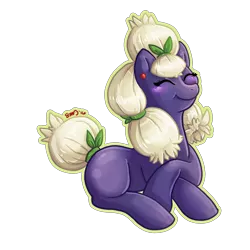 Size: 3000x3000 | Tagged: safe, artist:bean-sprouts, derpibooru import, ponified, jumpluff, pony, crossover, eyes closed, pokémon, prone, simple background, solo, transparent background