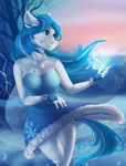 Size: 1091x1430 | Tagged: safe, artist:silentwulv, derpibooru import, oc, unofficial characters only, anthro, earth pony, anthro oc, beautiful, colored pupils, female, frozen (movie), let it go, magic, smiling, snow, solo