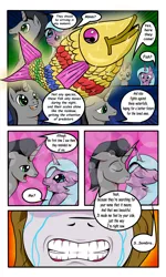 Size: 3000x5000 | Tagged: artist:astroanimations, celestibra, cloak, clothes, comic, comic:celestia's yearning, crying, derpibooru import, female, hopebra, idw, jealous, king sombra, kissing, male, neighagra falls, princess celestia, radiant hope, rainbow fish, realization, reformed sombra, safe, shipping, sparkles, straight, tears of pain