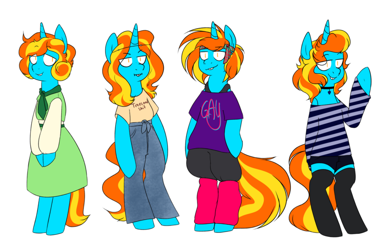 Size: 4521x2913 | Tagged: safe, artist:caballerial, derpibooru import, oc, oc:kumquat, unofficial characters only, pony, unicorn, '90s, 60s, 70s, 80s, choker, clothes, hairstyle, leg warmers, simple background, socks, standing, teeth, transparent background