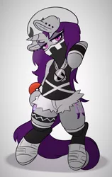 Size: 1217x1920 | Tagged: safe, artist:wickedsilly, derpibooru import, oc, oc:wicked silly, unofficial characters only, pony, unicorn, bipedal, gangsta, looking at you, pokéball, pokémon, pokémon sun and moon, ponysona, solo, spoilers for another series, team skull
