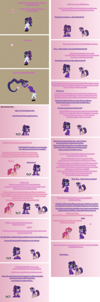 Size: 1028x3101 | Tagged: safe, artist:verve, derpibooru import, pinkie pie, sci-twi, twilight sparkle, twilight sparkle (alicorn), alicorn, genie, ain't never had friends like us, equestria girls, comic, glasses, jewelry, pixel art, portal, tumblr, twolight, wormhole