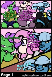 Size: 1152x1680 | Tagged: anthro, artist:simplyshivers, comic, comic:rarity's secret fitting party, cow, derpibooru import, dragon, oc, safe, unofficial characters only