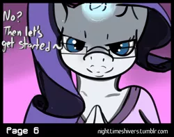 Size: 1584x1248 | Tagged: anthro, artist:simplyshivers, comic, comic:rarity's secret fitting party, derpibooru import, glasses, rarity, safe, solo